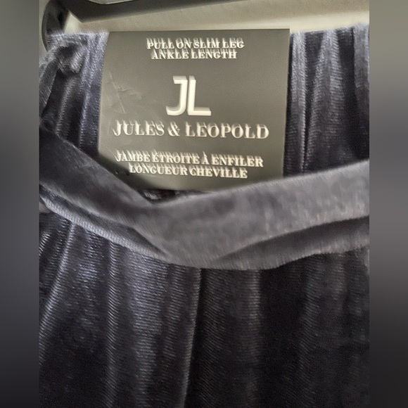 Navy blue velour tie waist dress pants - Picture 4 of 5